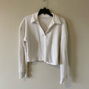 A&F waffle knit collared top